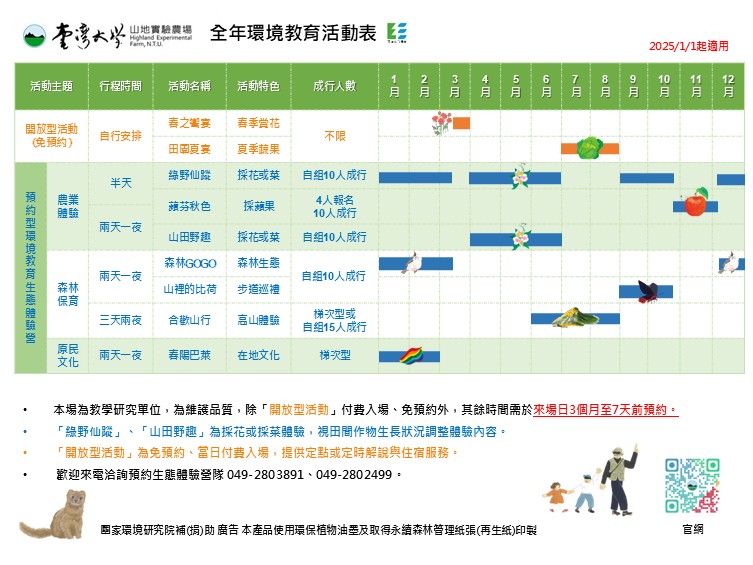 全年活動表