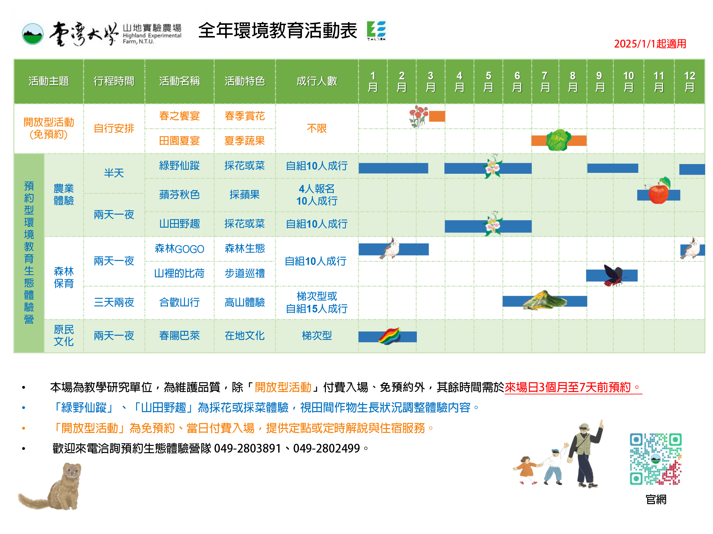 全年活動表